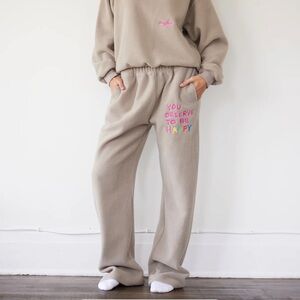 The Mayfair Group You Deserve to‎ be Happy  Sweatpants size Medium/Large NWT